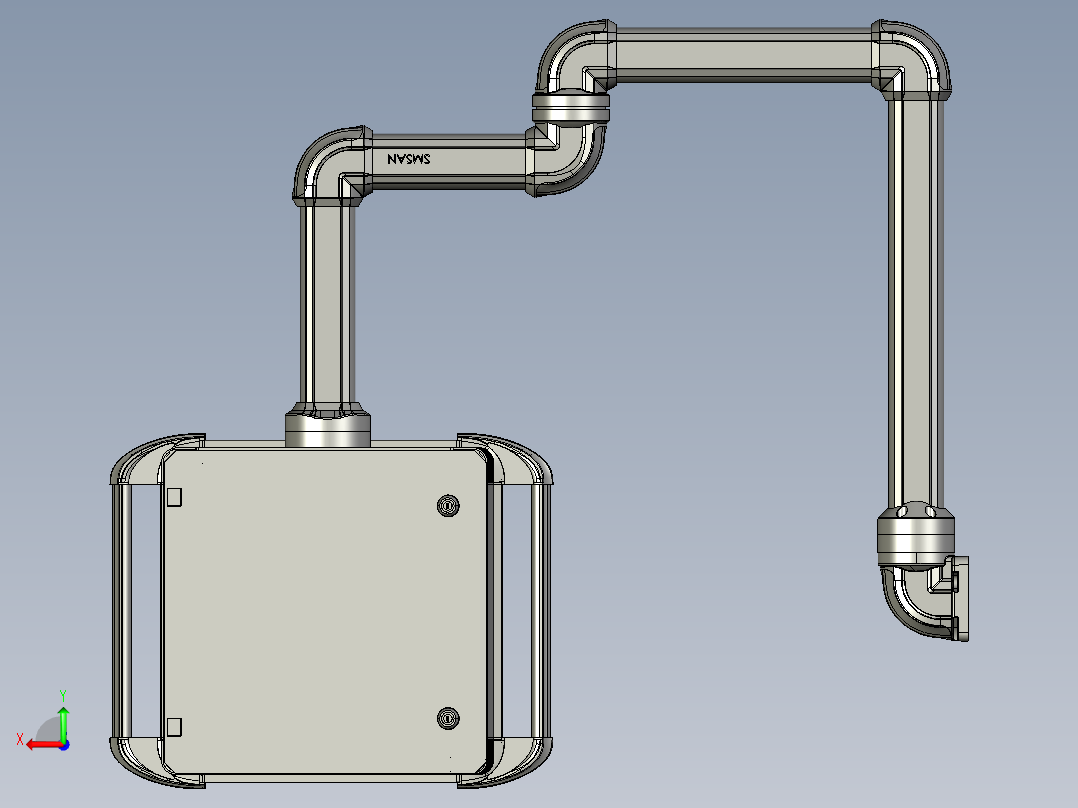 向下锤子墙座+转角+转角+箱体连接器+控制箱后视图