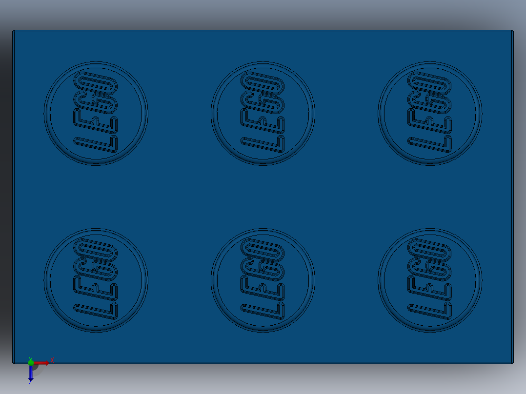 乐高套装 4421基本积木-300223 Bright Blue Brick 2 x 3.SLDPRT俯视图