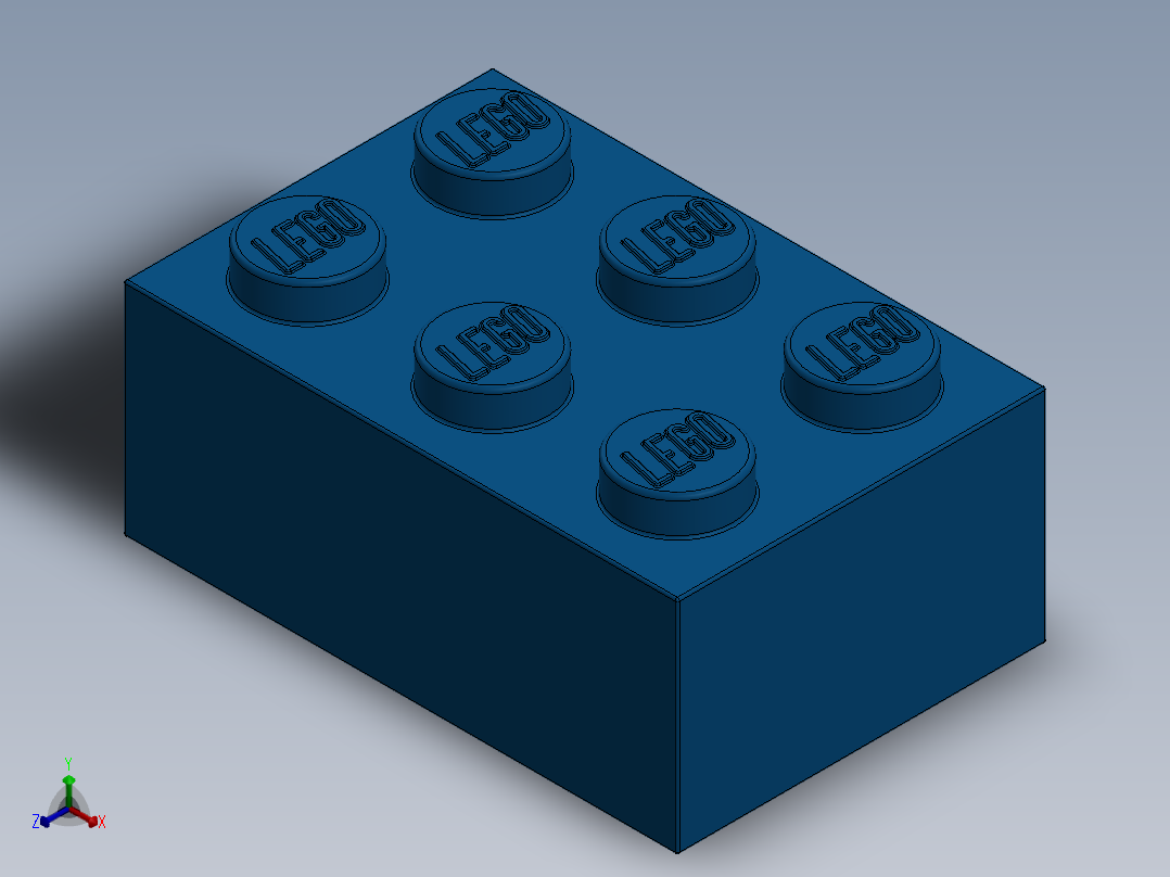 乐高套装 4421基本积木-300223 Bright Blue Brick 2 x 3.SLDPRT正等轴测图