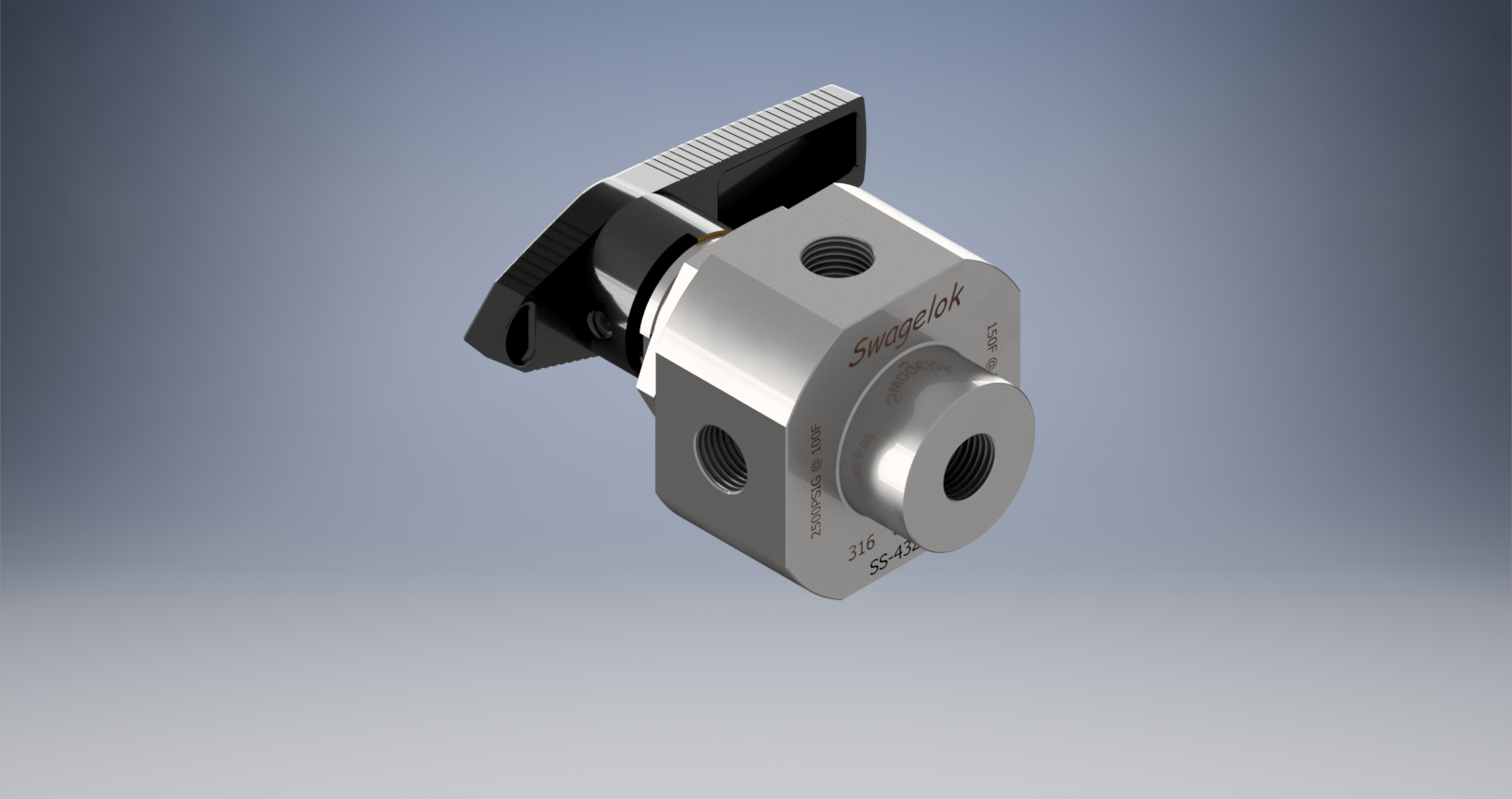 不锈钢单件40系列5通球阀，0.07 Cv，1-8英寸