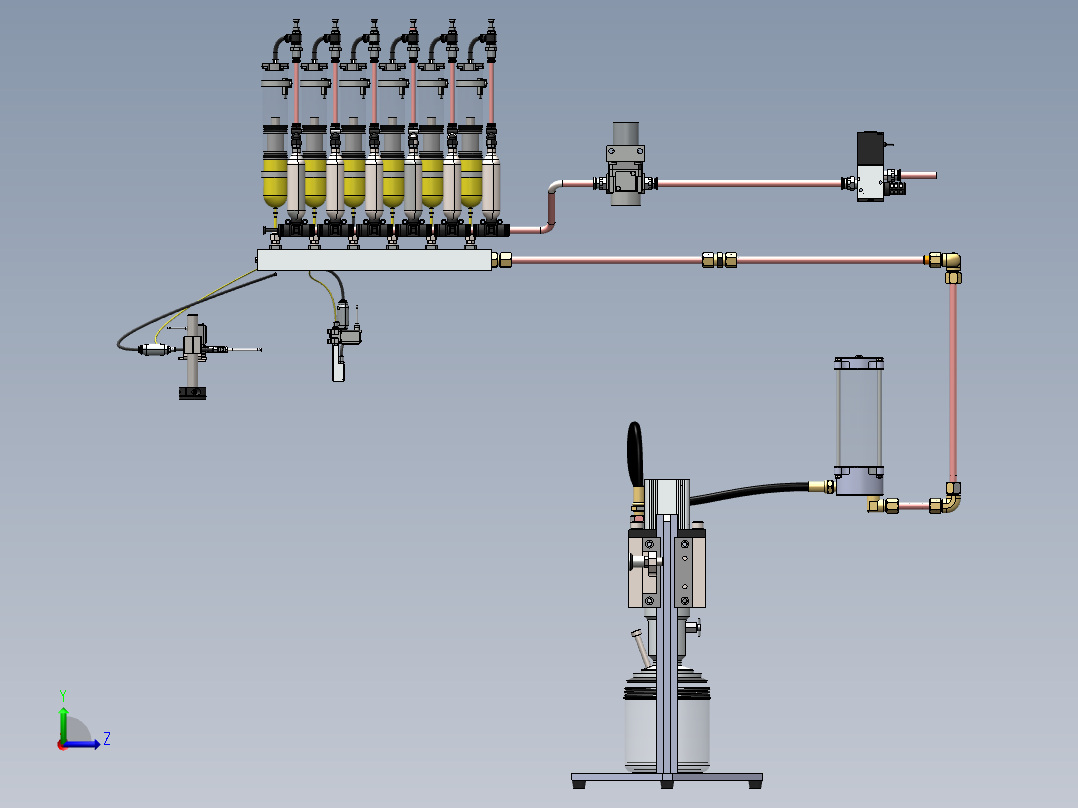 液压油泵管路左视图