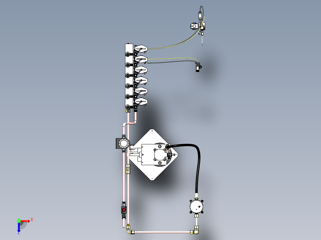 液压油泵管路俯视图
