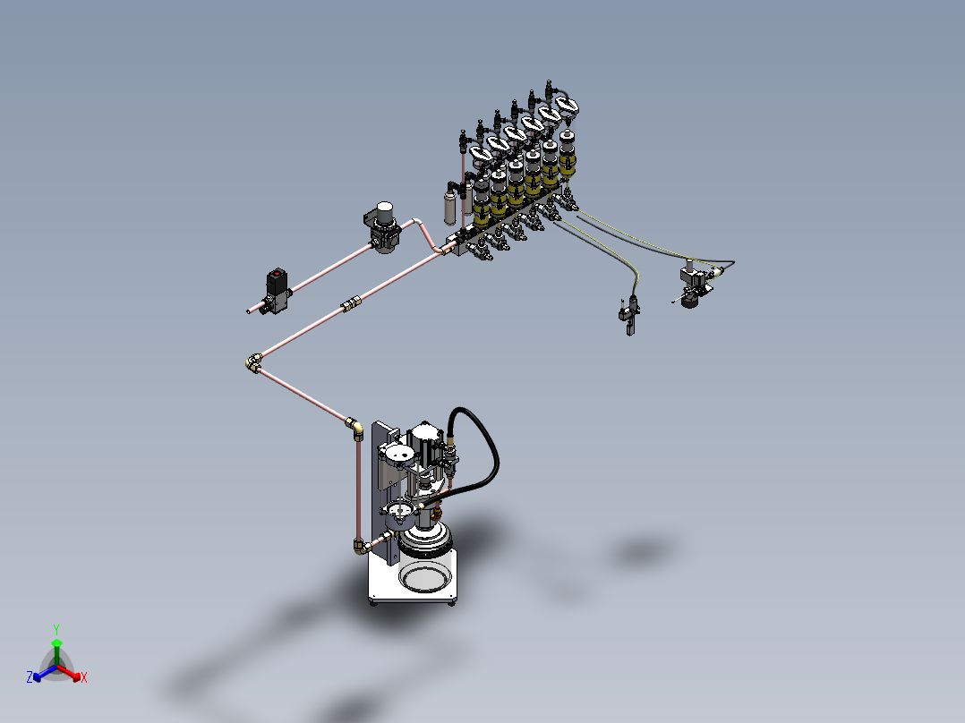 液压油泵管路正等轴测图