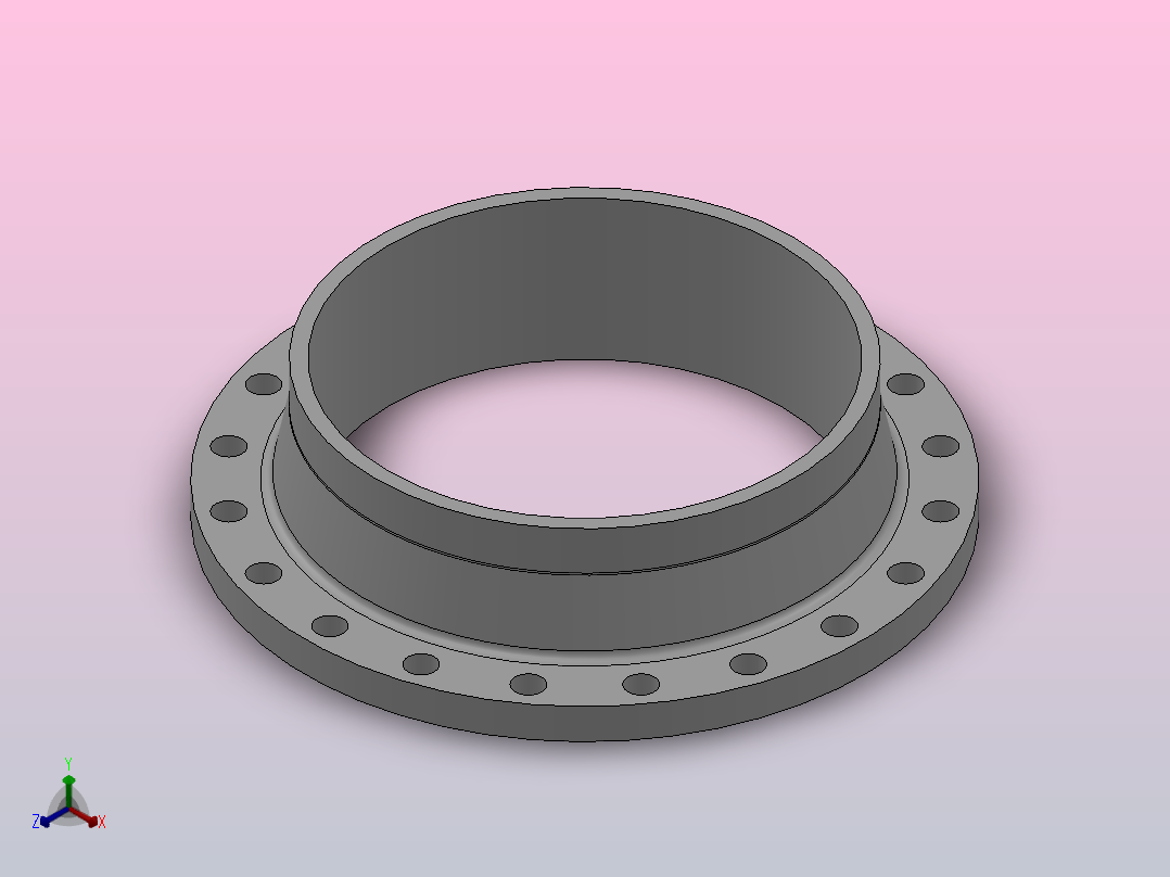 凸面整体钢制管法兰_法兰 DN450-PN16 M 2正等轴测图