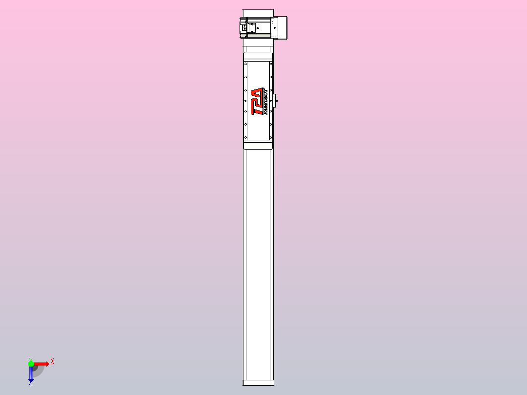 伺服电机集成皮带传动直线执行器TPA-OCB-120-224-L750-LU-P75-N3俯视图