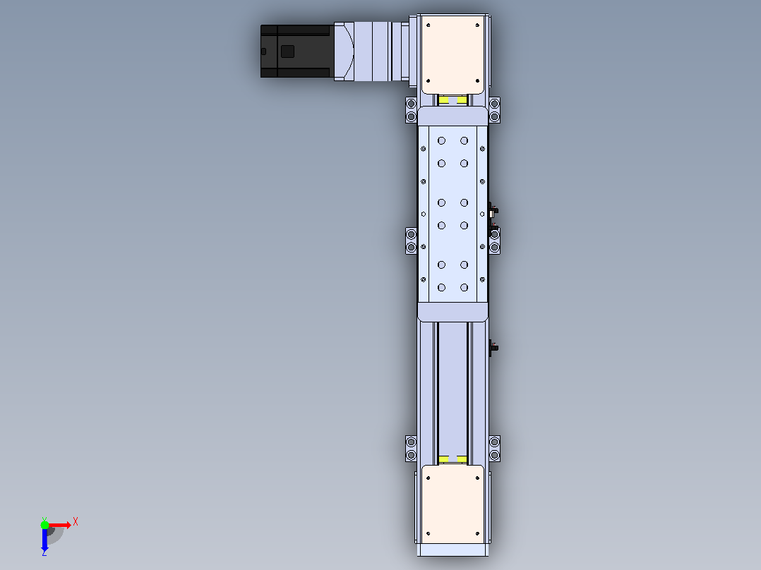 DMEB110L-LTCR欧规同步带模组直线模组（电机左折）[DMEB110L-L13S350-DT750-C2U-LTCR]俯视图