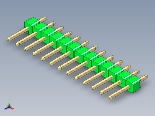 彩色公头100mil（2.54mm）系列-DS1021_green_1x13p_100mil_Type1_rev1.0