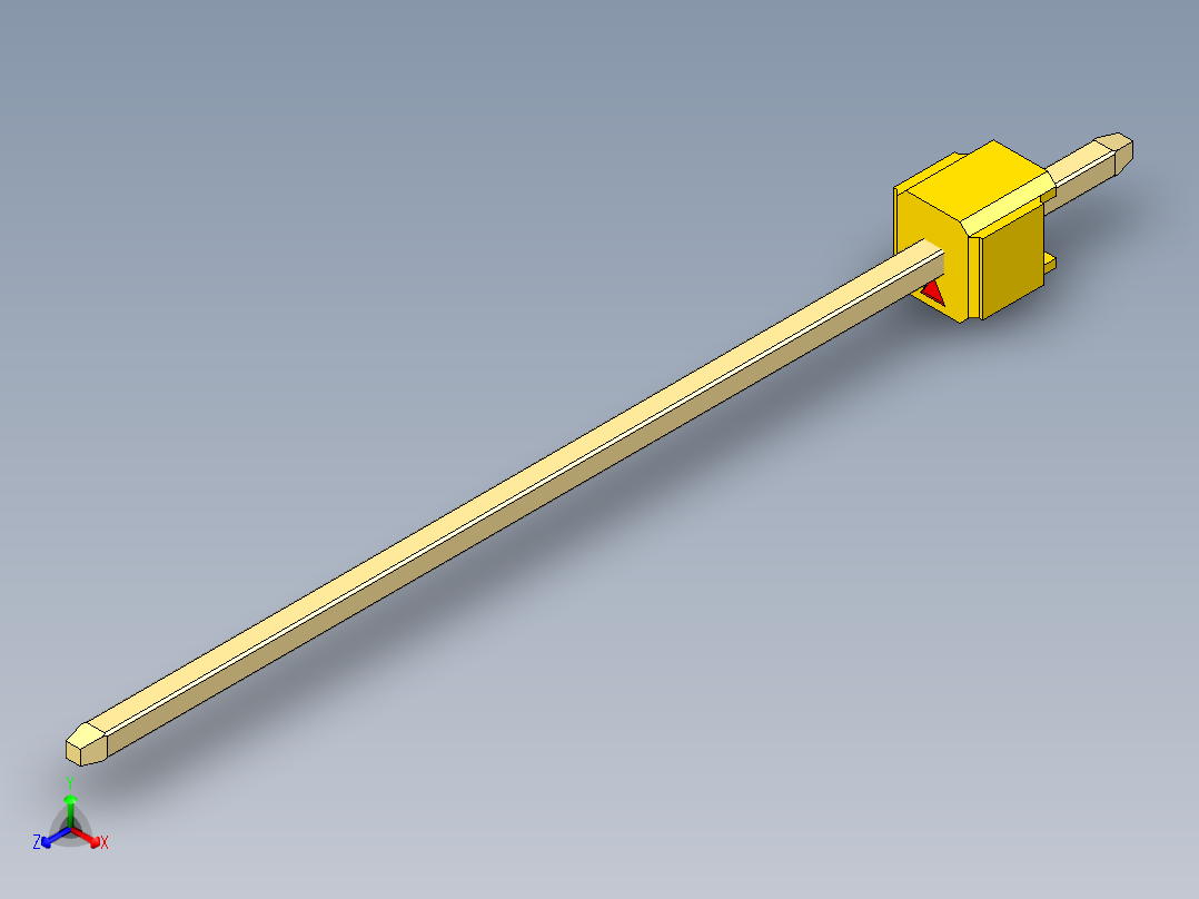 彩色公头100mil（2.54mm）系列-DS1021_yellow_1x01p_100mil_Type43_rev1.0正等轴测图