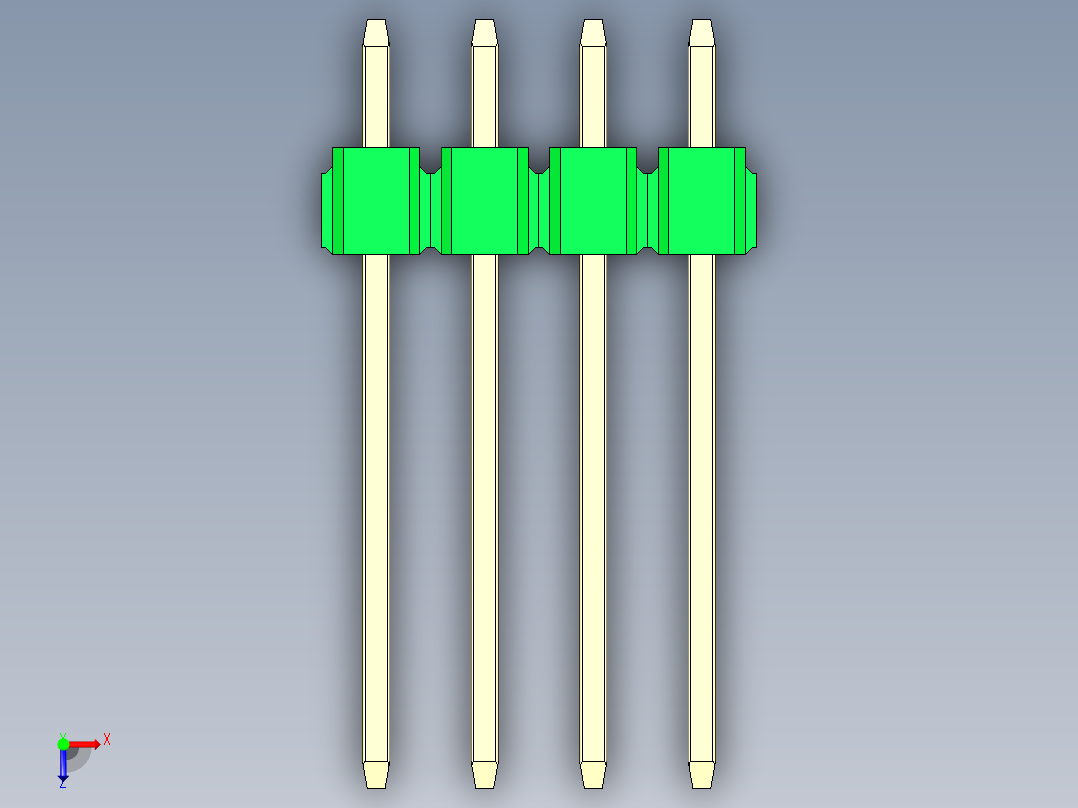 彩色公头100mil（2.54mm）系列-DS1021_green_2x04p_100mil_Type5_rev1.0俯视图