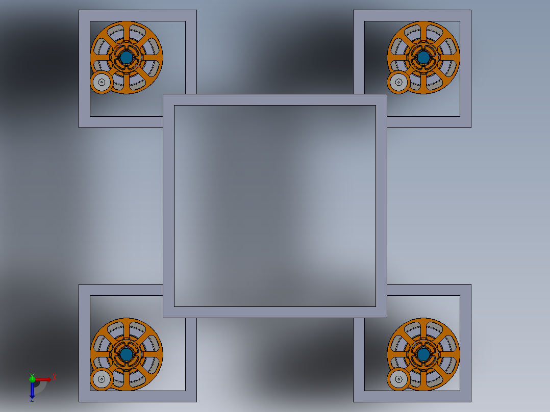 四轮小车底座俯视图