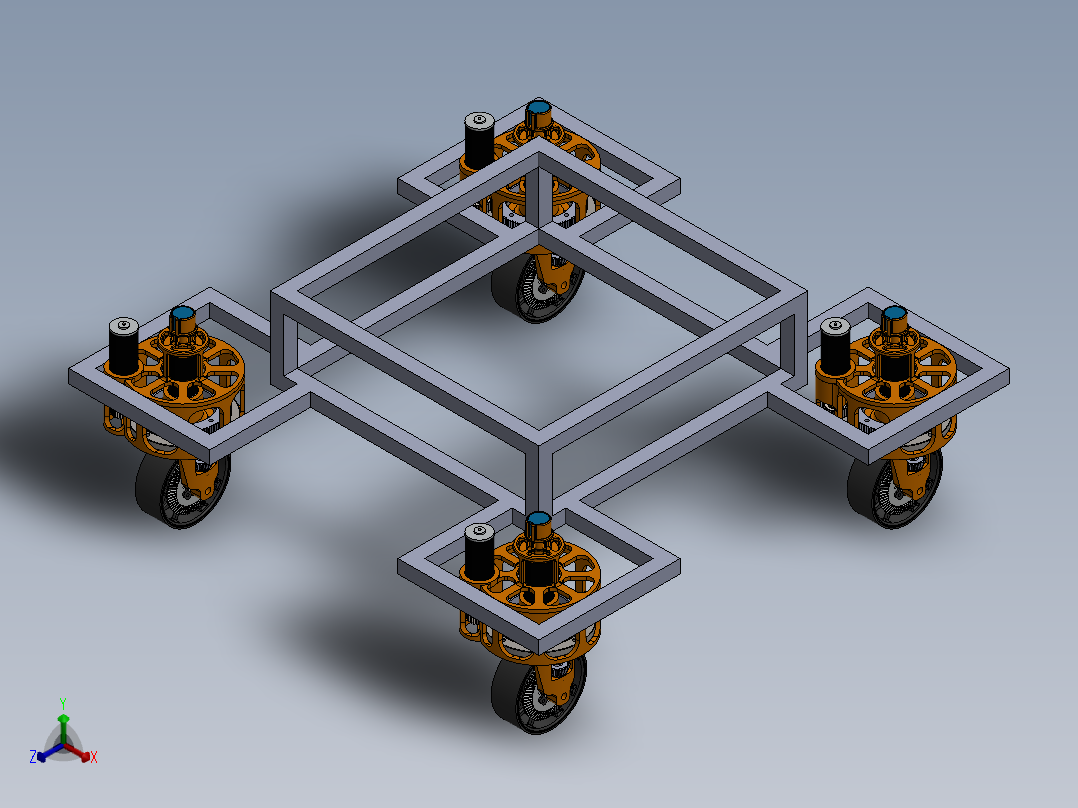 四轮小车底座正等轴测图