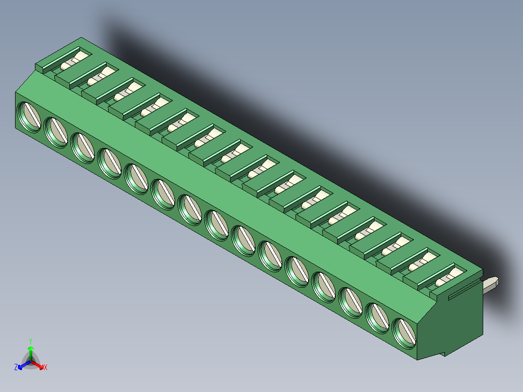PCB Terminal Block 15 DEG381-3.5正等轴测图