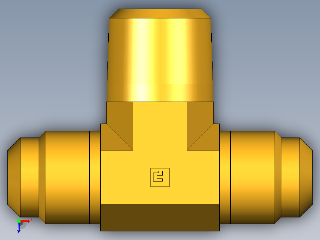 扩口式工业通用硬管接头Male Branch Tee 145F-8-8俯视图