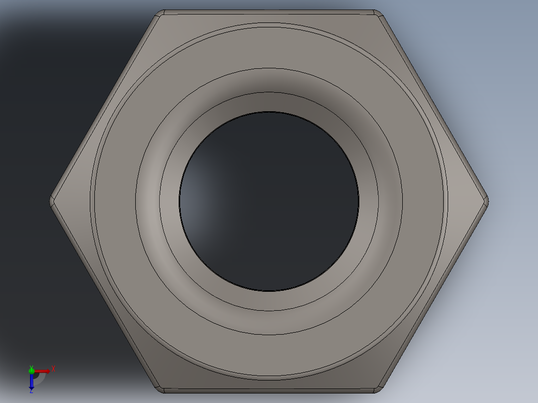 紧固件-Raw Steel Nut 0.2500俯视图