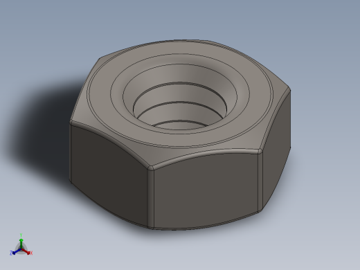紧固件-Raw Steel Nut 0.2500正等轴测缩略图