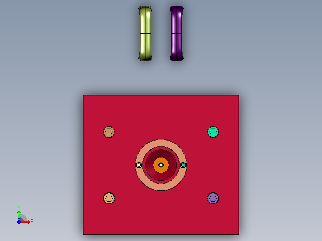 柜拉手塑料制作模具前视图
