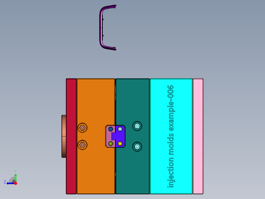 柜拉手塑料制作模具右视图