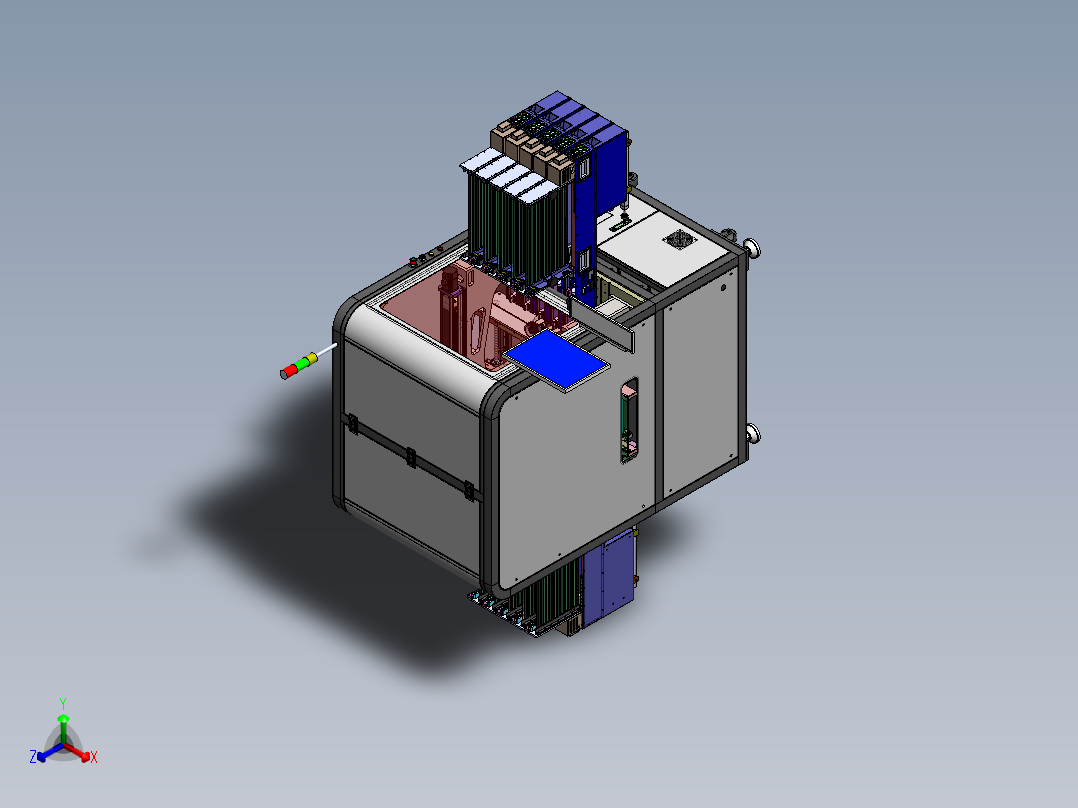 异形插件机（sw21可编辑+工程图）正等轴测图