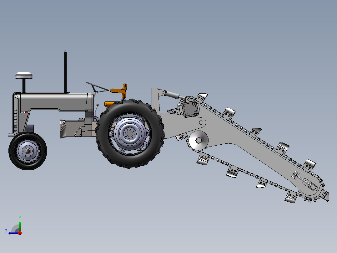 开沟机设计拖拉机驱动+说明书右视图