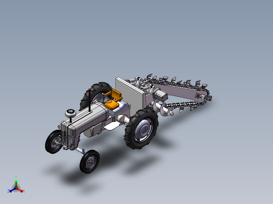 开沟机设计拖拉机驱动+说明书正等轴测图