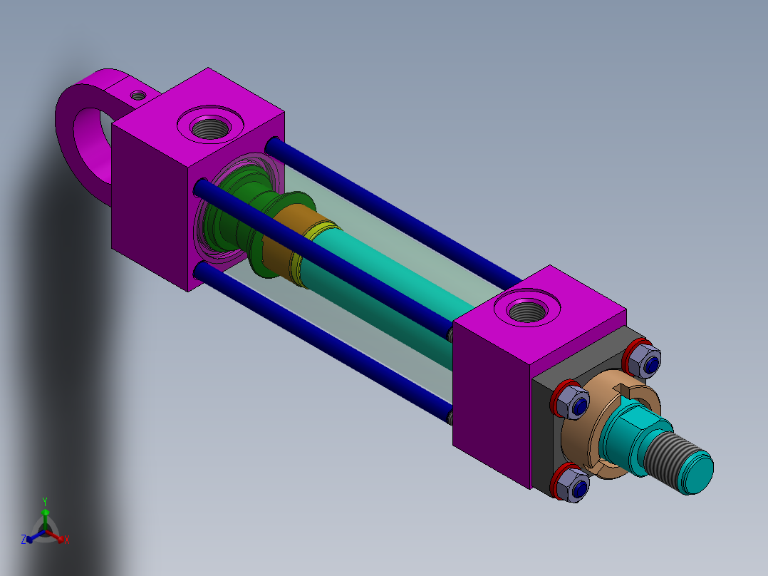 A0003671-横拉杆液压缸 32x22x101 毫米正等轴测图