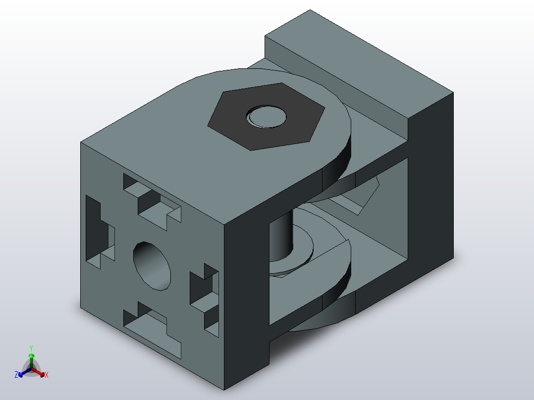 澳宏铝型材_活动铰链连接件4040正等轴测图