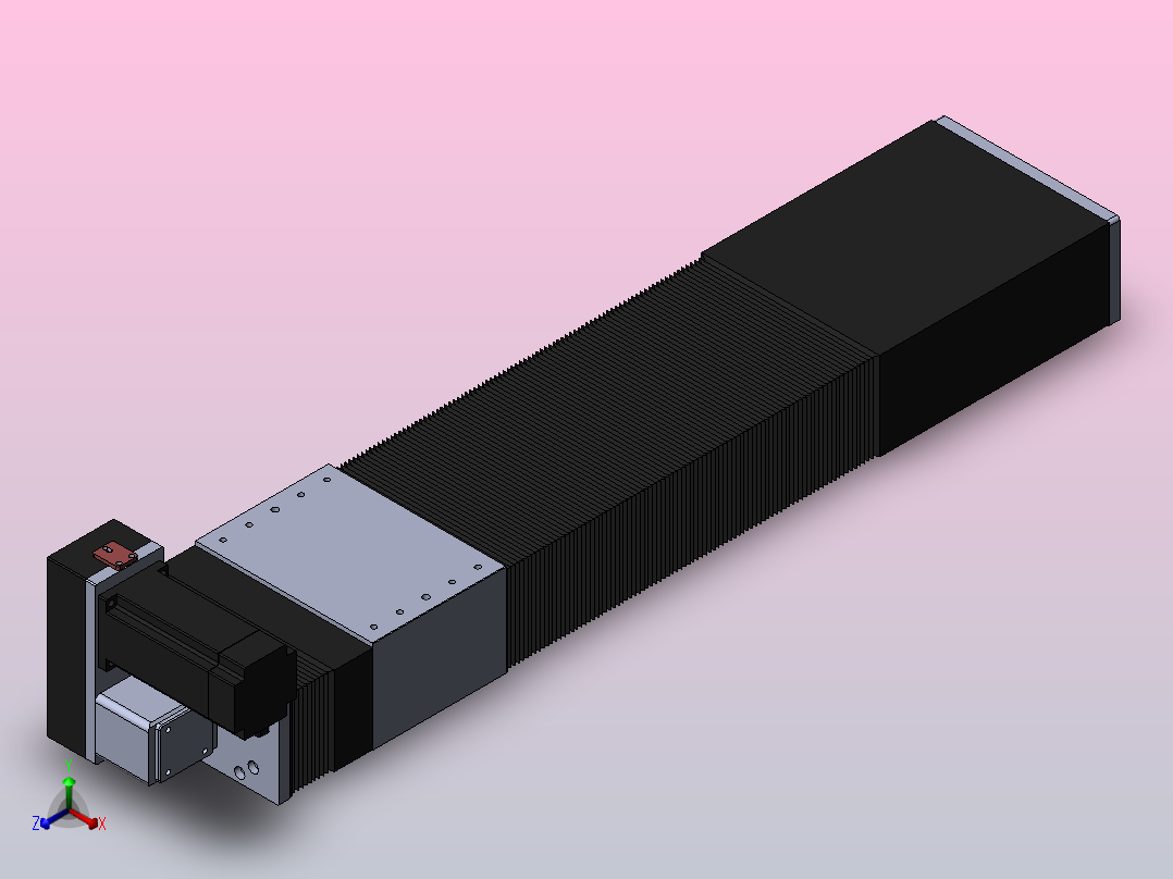 直线模组DMBF135-RUCR（电机右上折）[DMBF135-L45S500-DT400-A2U-RUCR]正等轴测图