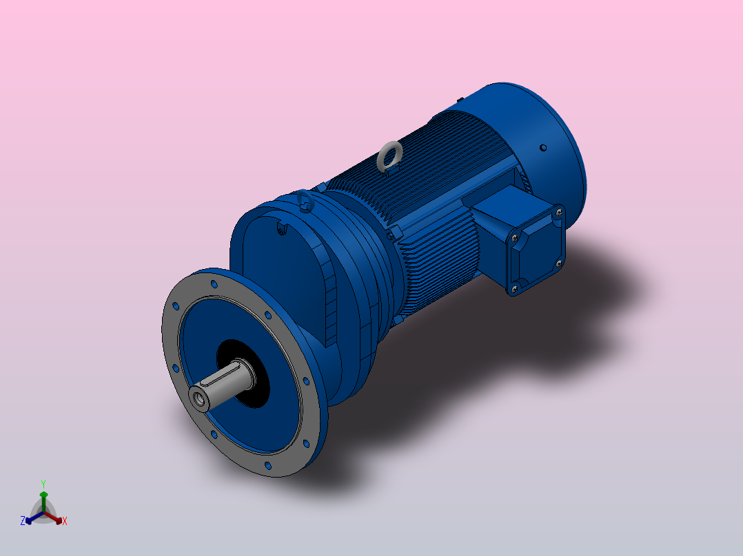 RXF107法兰轴伸式安装斜齿轮减速机RX107-Y11-4P-160M-M1-0°-Φ450正等轴测图