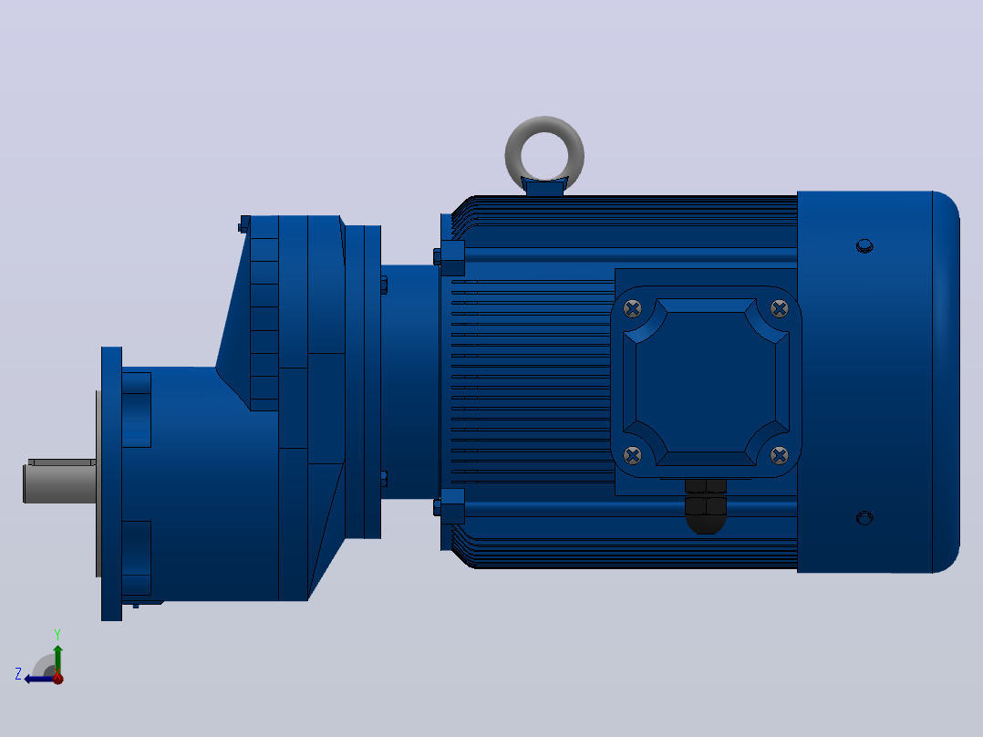 RXF57法兰轴伸式安装斜齿轮减速机RX57-Y1.1-4P-90S-M1-0°-Φ140右视图