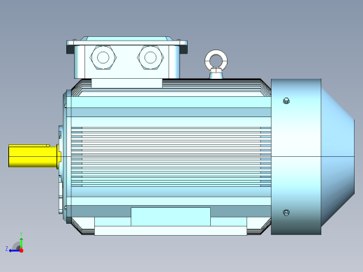 YX3-160～280高效率三相异步电动机-基座带底脚、端盖上无凸缘[YX3-180L-4]右视缩略图