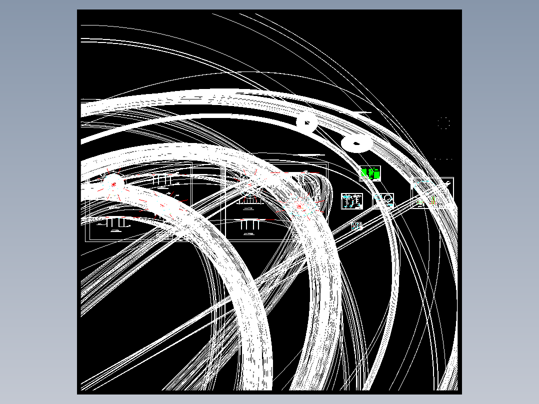大飞碟状圆形膜结构商业楼结构施工CAD图纸图纸