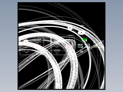 大飞碟状圆形膜结构商业楼结构施工CAD图纸图纸