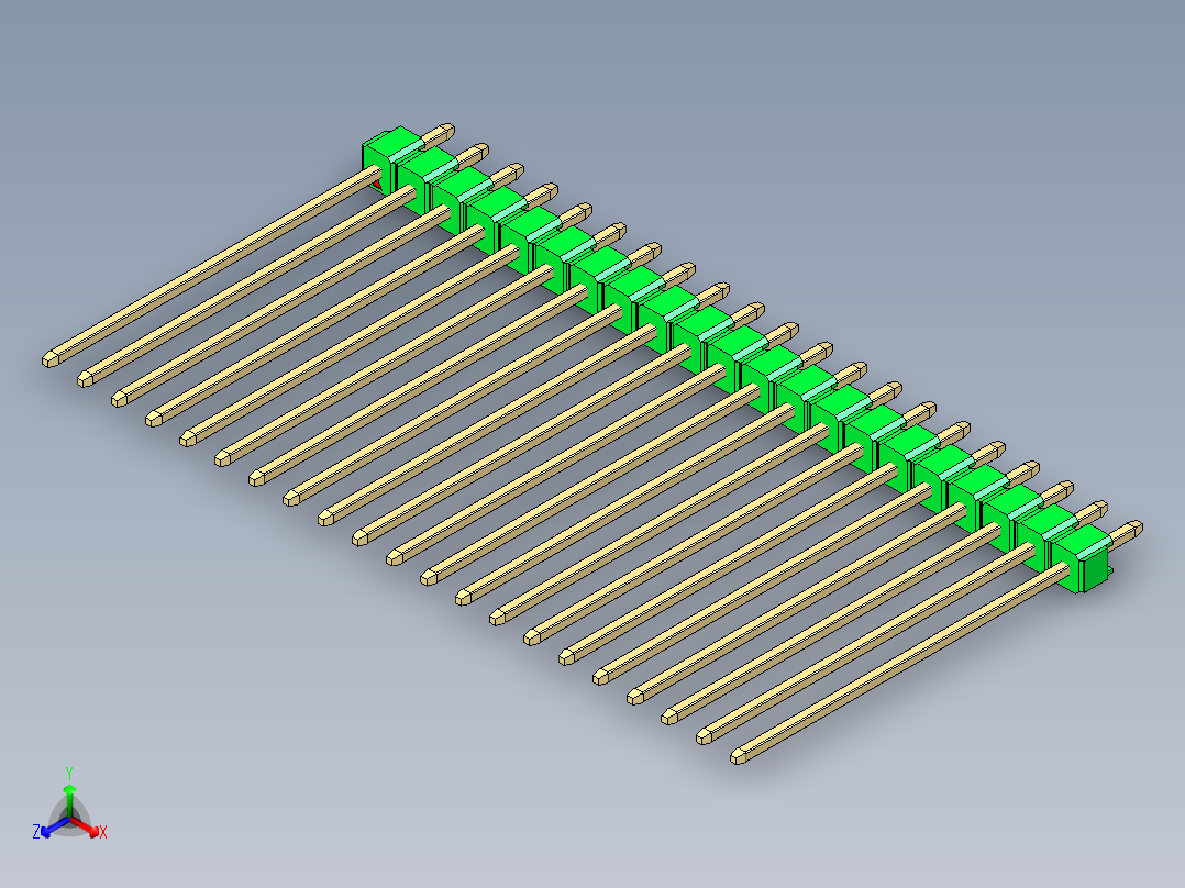 彩色公头100mil（2.54mm）系列-DS1021_green_1x21p_100mil_Type43_rev1.0主视图
