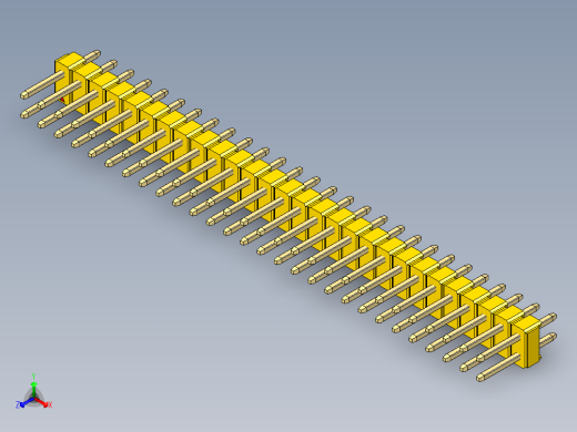 彩色公头100mil（2.54mm）系列-DS1021_yellow_2x28p_100mil_Type1_rev1.0正等轴测缩略图