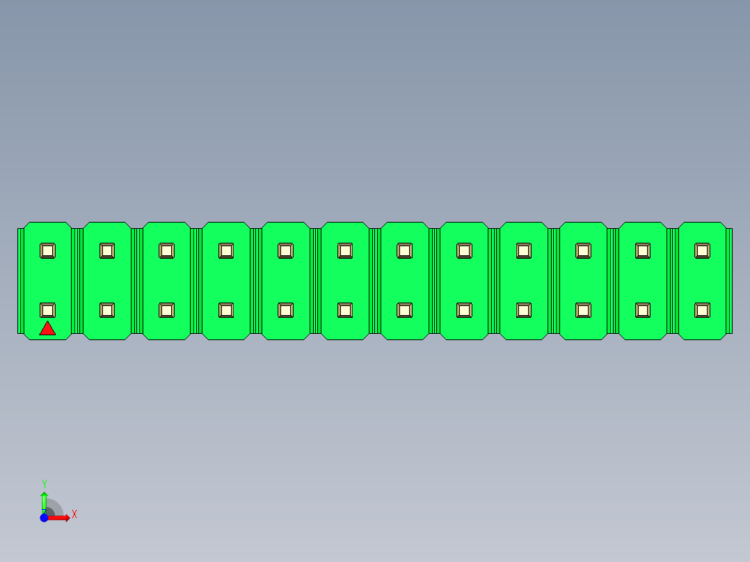 彩色公头100mil（2.54mm）系列-DS1021_green_2x12p_100mil_Type43_rev1.0前视图