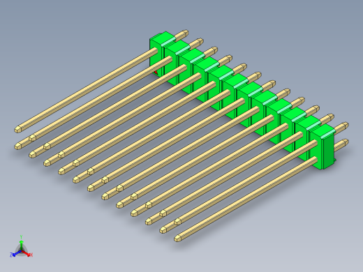 彩色公头100mil（2.54mm）系列-DS1021_green_2x12p_100mil_Type43_rev1.0正等轴测缩略图