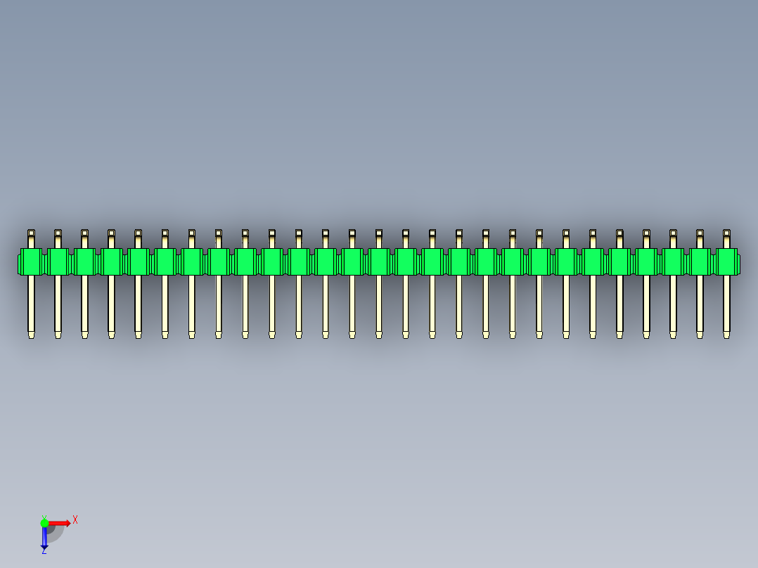 彩色公排针 100mil 2.54mm 系列-DS1022_green_54p_100mil_TypeSMT_rev1.0俯视图