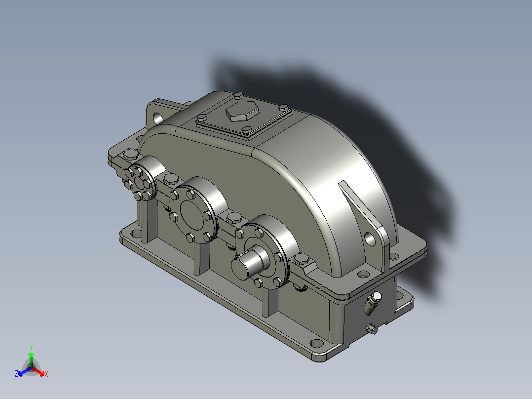 基于ProE的二级圆柱齿轮减速器实体设计正等轴测图