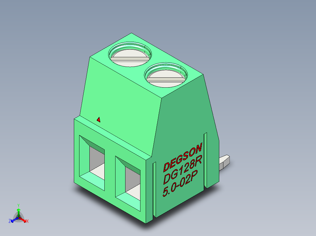 DEGSON DG128 系列 5.07.5mm 接线端子-DG128R-5.0-02P-14-00AH正等轴测图