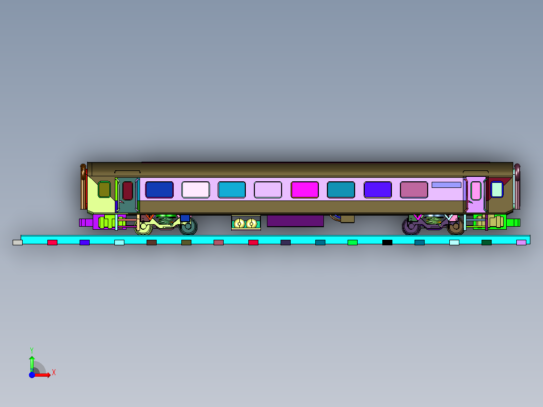 二等卧铺客运列车前视图