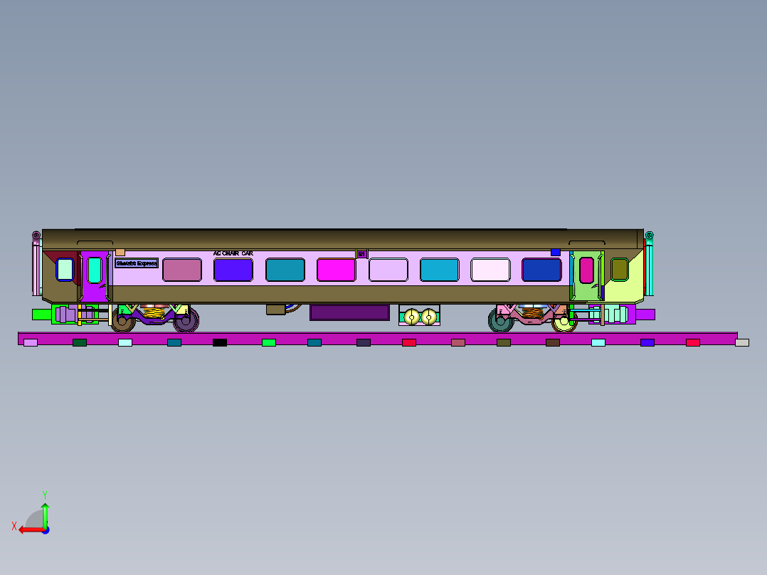 二等卧铺客运列车后视图