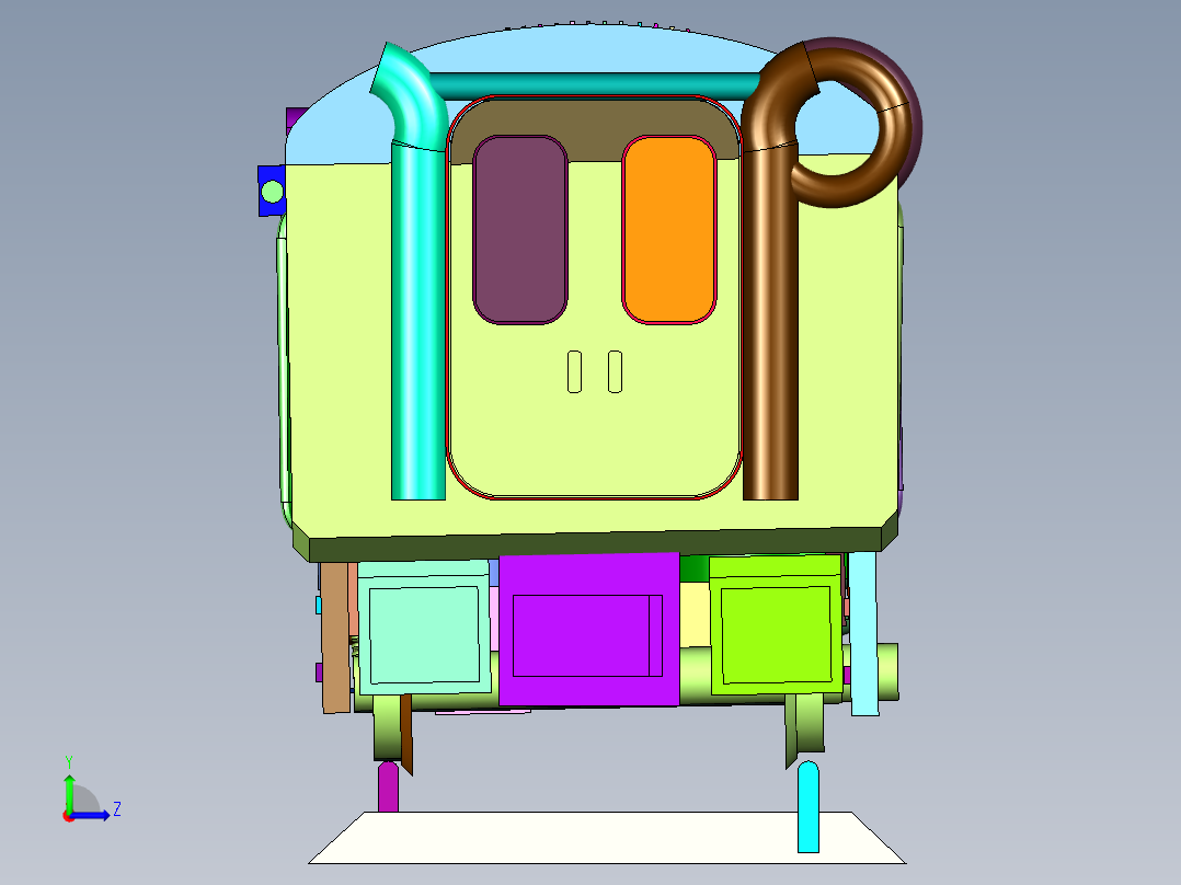 二等卧铺客运列车左视图