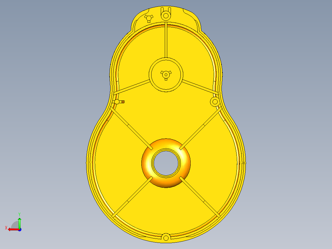 修正带盒盖模具设计后视图
