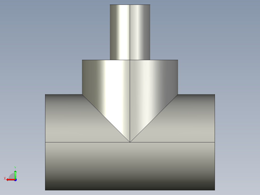 异径三通后视图