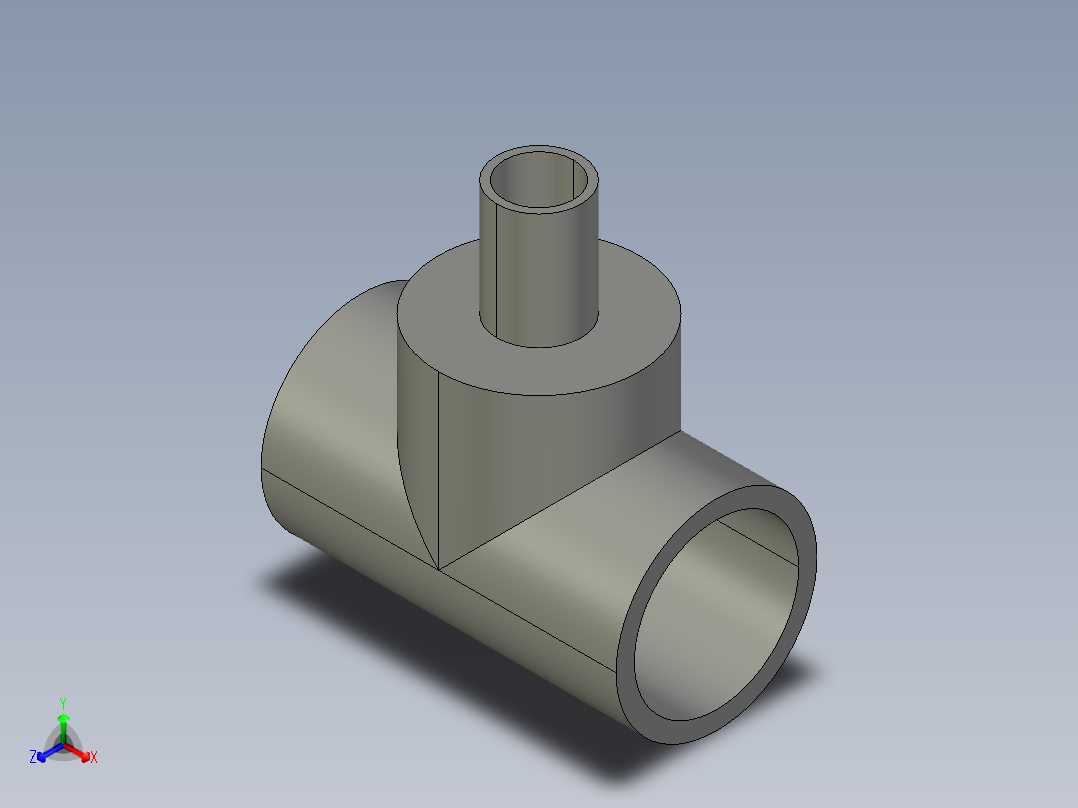 异径三通正等轴测图