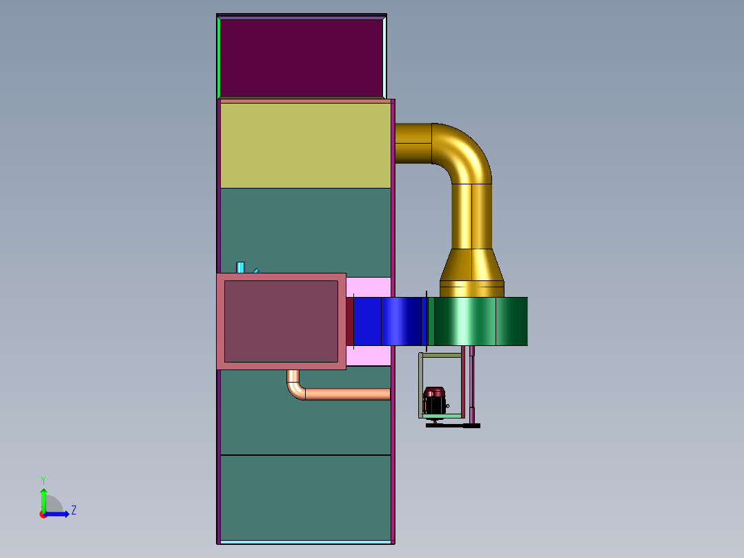 钣金加工工业烘箱左视图