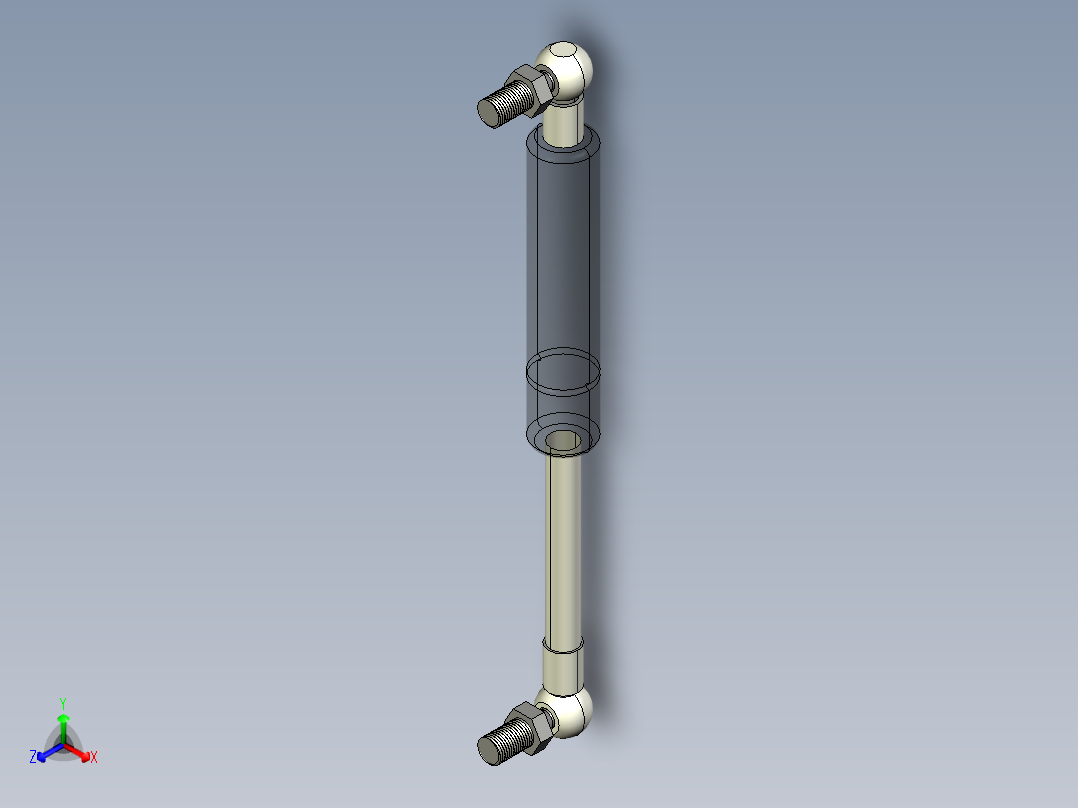 Q气压弹簧B310000040(30KG L195 和尚頭)正等轴测图