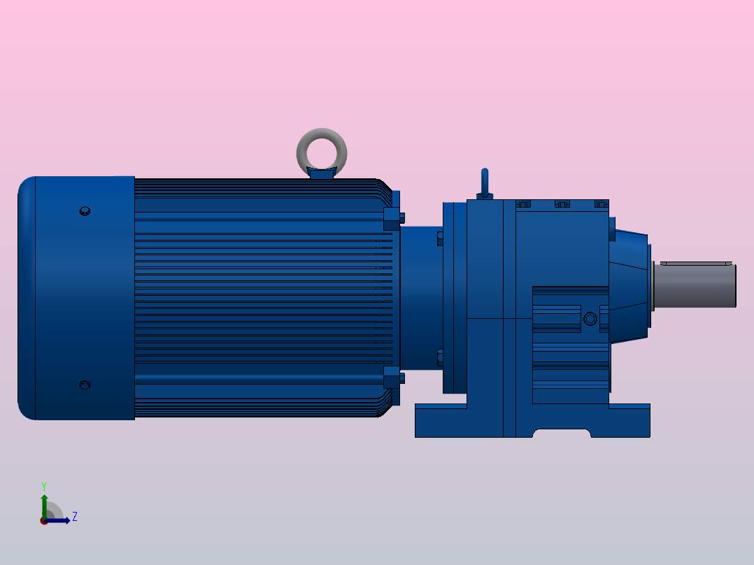 R137底脚轴伸式安装斜齿轮减速机R137-Y55-4P-250-M1-0°左视图