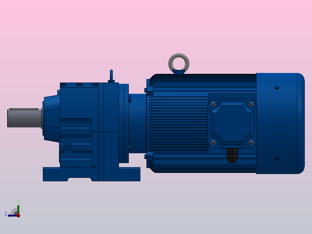 R137底脚轴伸式安装斜齿轮减速机R137-Y55-4P-250-M1-0°右视图