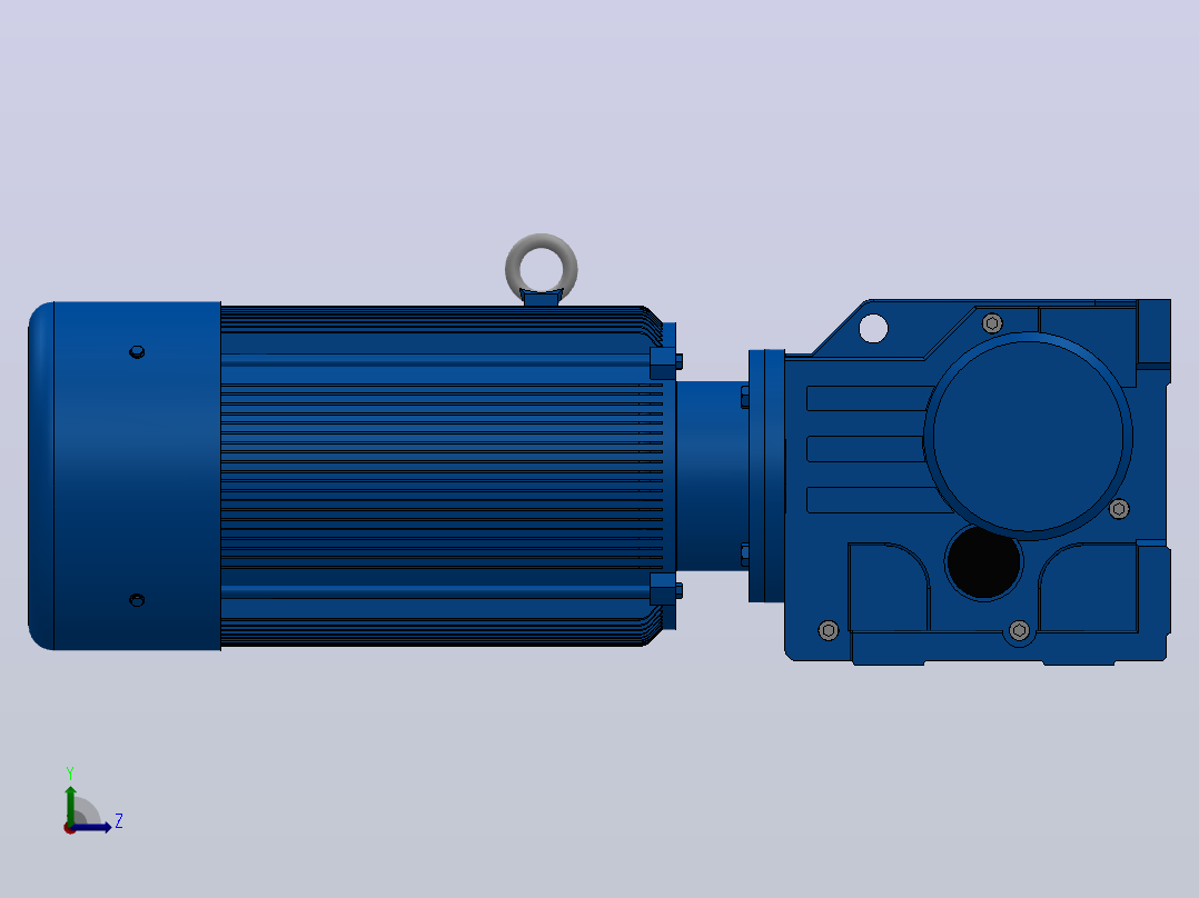 K77底脚轴伸式安装螺旋锥齿轮减速机K77-YVE5.5-4P-29.27-M1-0°-A左视图